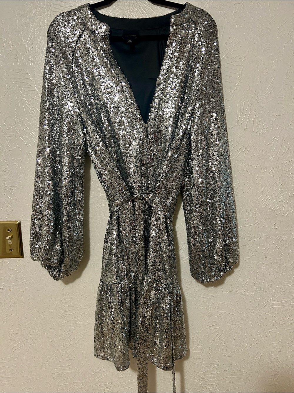 Sequin Belted Silver Party Jacket (Dillards)